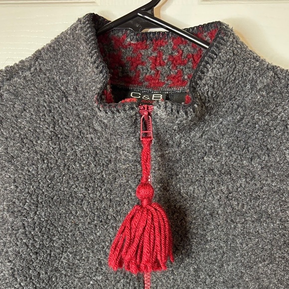 C&B Sport Charcoal Knobby Fleece Christmas Sweater EUC Generously Small - Picture 2 of 12